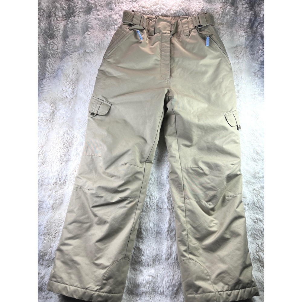 Free Country Kids Khaki Tan Insulated Snow Pants Cargo Pockets Size 7. A28